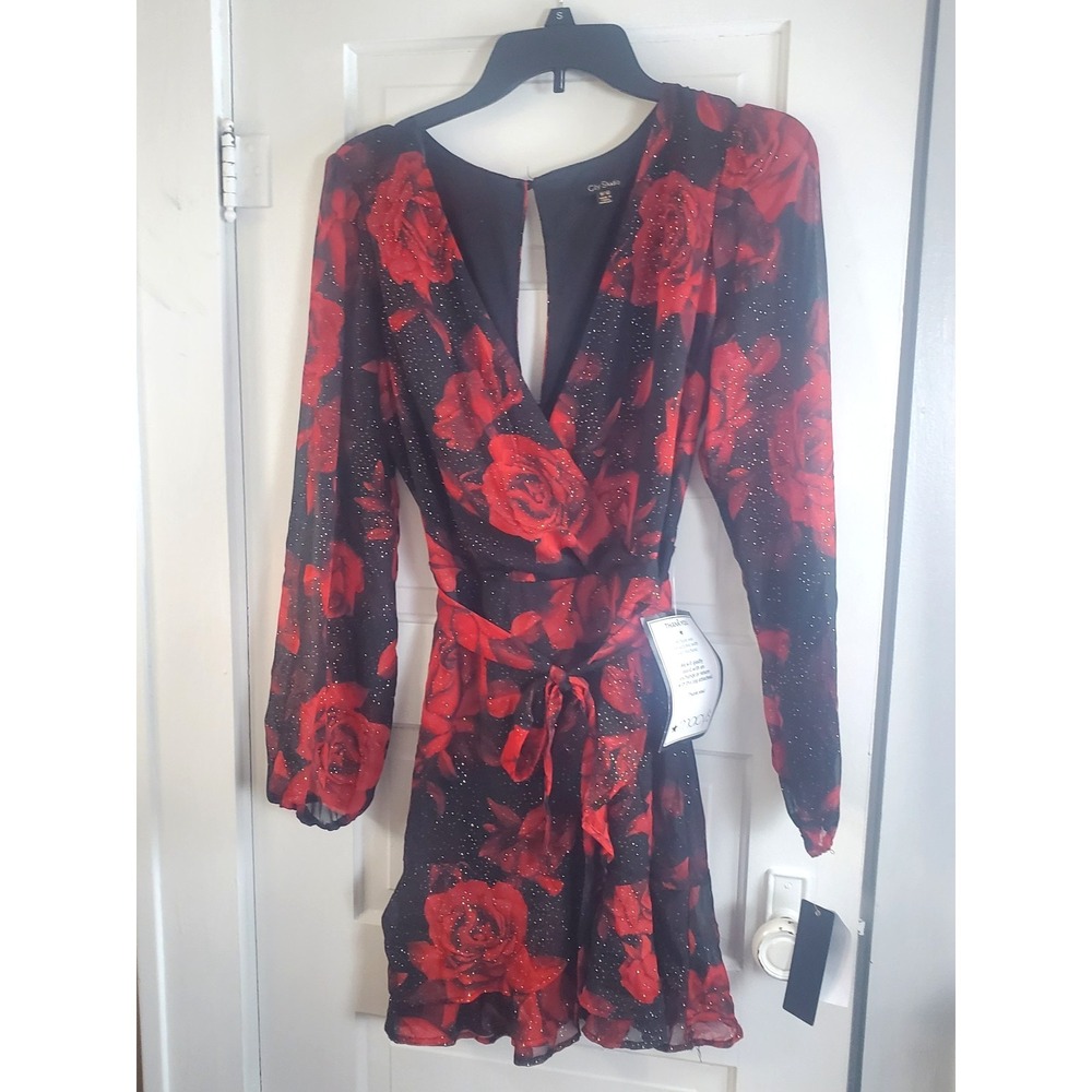 City Studio Junior's Dress Size 9/10 Red & Black Floral‎ NWTGS Cocktail Dress